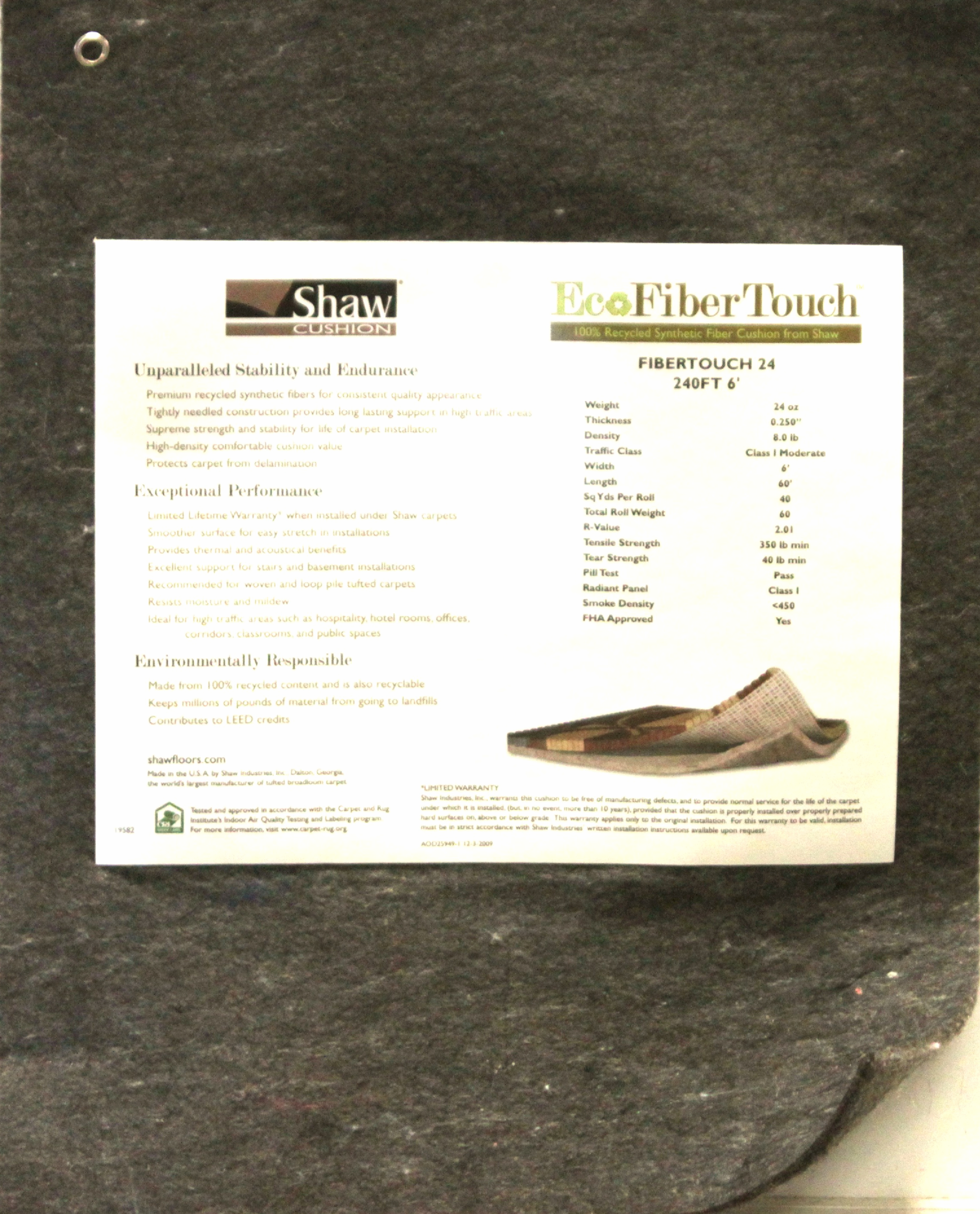 Carpet Padding Commercial-Residential Padding FiberTouch 24 OZ 6' Pad Pad