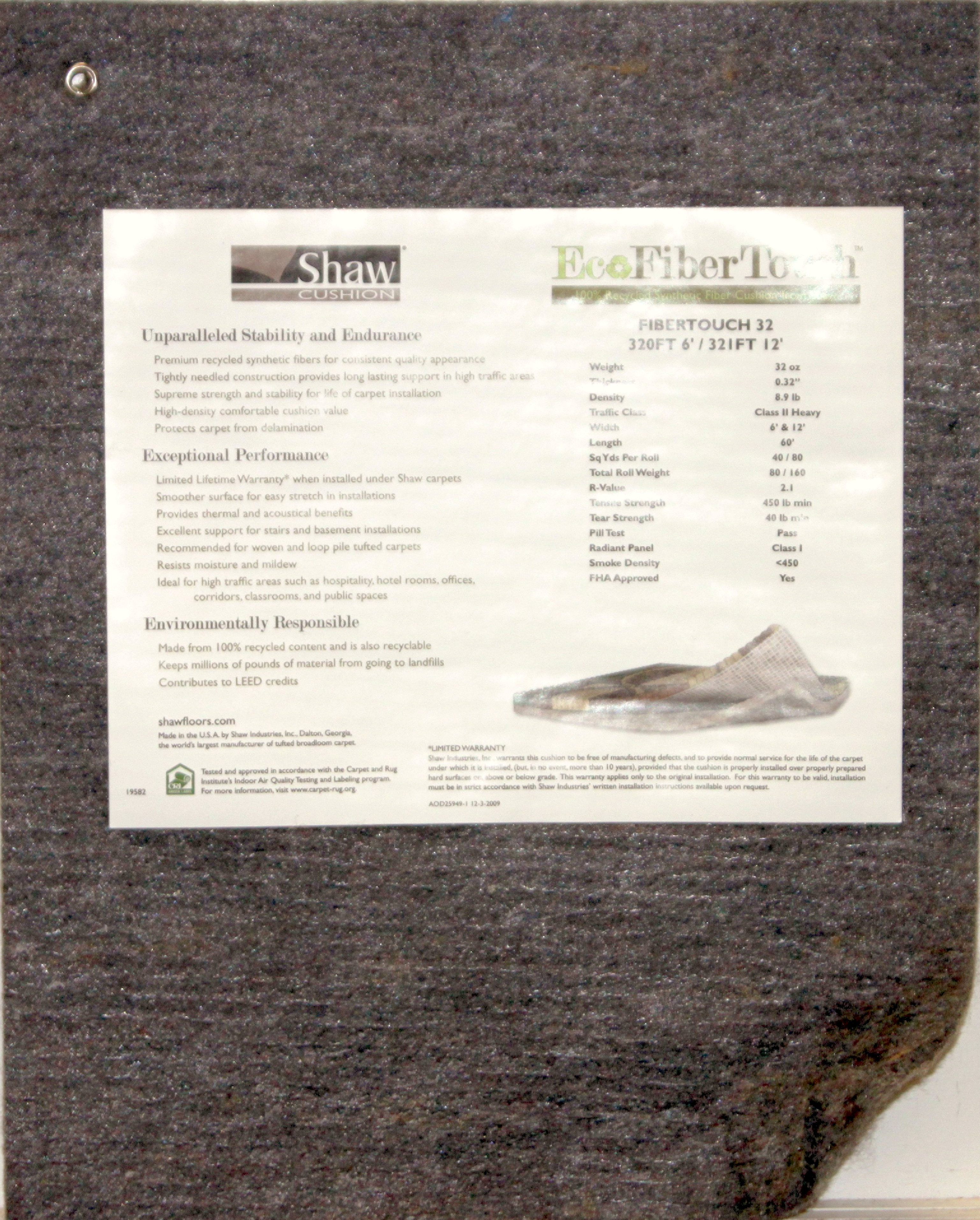 Carpet Padding Commercial-Residential Padding FiberTouch 32 OZ 6' Pad Pad