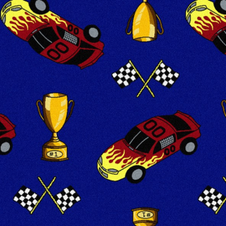 Joy Carpet Start Your Engines RR Blue